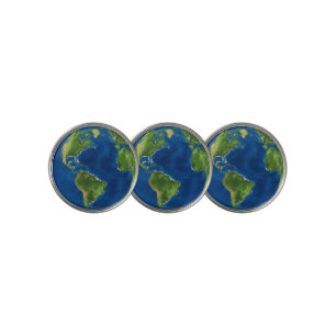 Watercolor Earth globe geography funny 3D illusion Golf Ball Marker