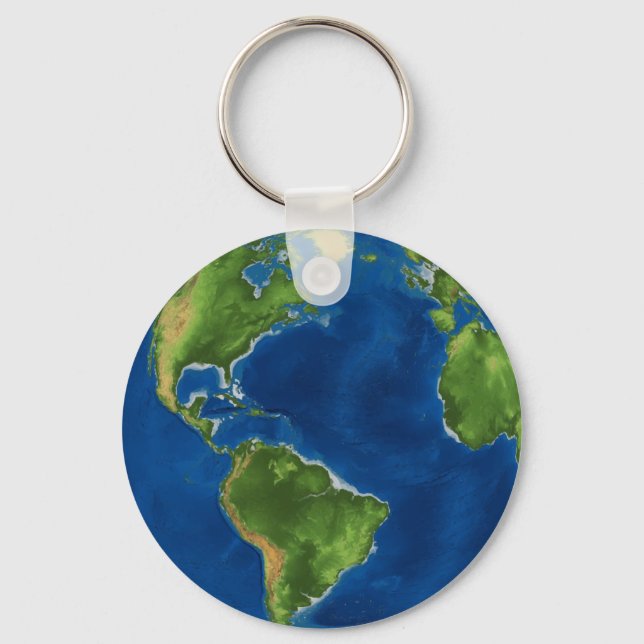 Watercolor Earth globe geography funny 3D illusion Keychain (Front)