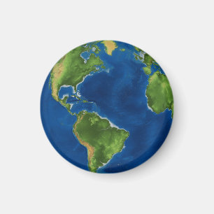 Watercolor Earth globe geography funny 3D illusion Magnet