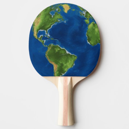 Watercolor Earth globe geography funny 3D illusion Ping Pong Paddle
