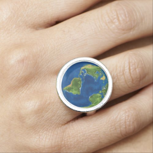 Watercolor Earth globe geography funny 3D illusion Ring