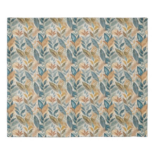 Watercolor earthy neutral terracotta sage leaves duvet cover