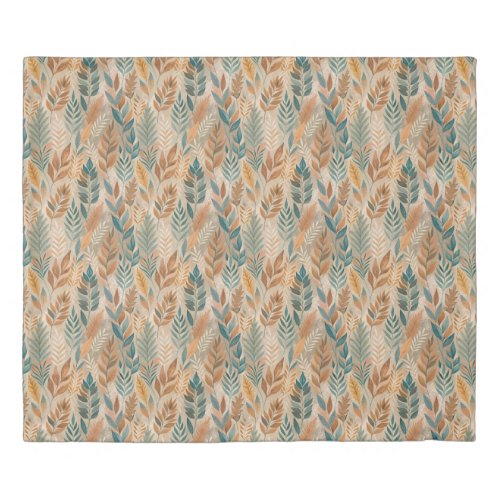 Watercolor earthy neutral terracotta sage leaves duvet cover