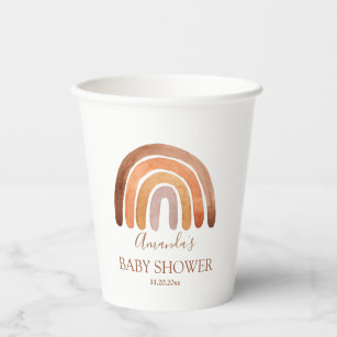 Watercolor Earthy Tone Boho Rainbow Baby Shower  Paper Cups