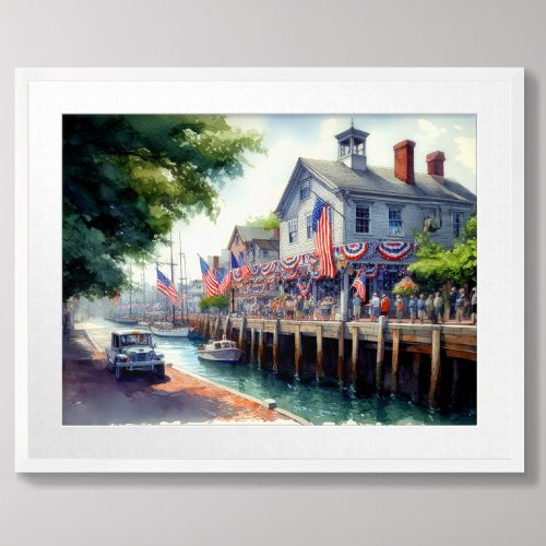 Watercolor East Coast Waterscape Dock Poster