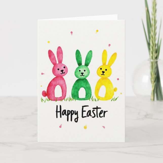 Watercolor Easter Animal Friends Card (Front)