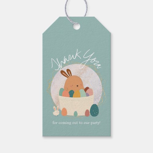 Watercolor Easter Basket Bunny Thank You Birthday  Gift Tags
