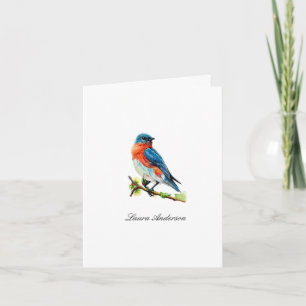 Watercolor Easter Blue Bird Folded note card
