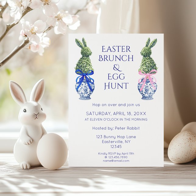 Watercolor Easter Brunch and Egg Hunt Bunny Invitation (Creator Uploaded)