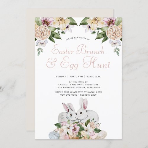 Watercolor Easter Brunch and Egg Hunt Cute Invitation