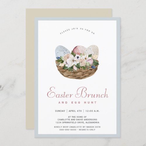 Watercolor Easter Brunch and Egg Hunt Invitation