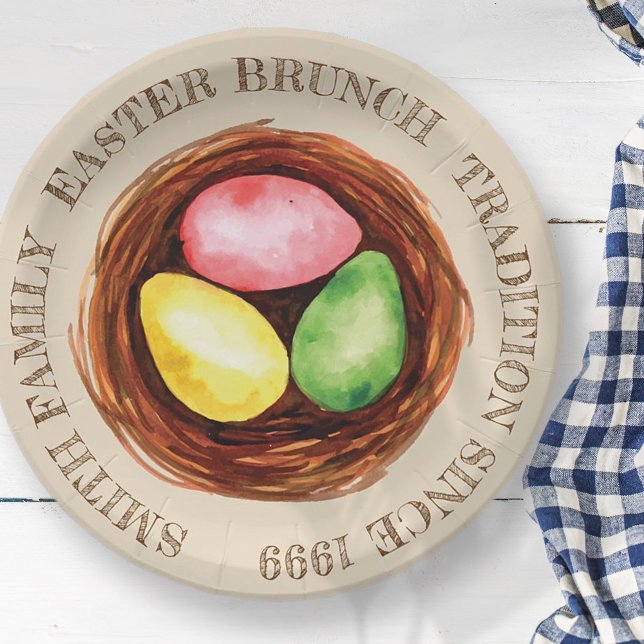 Watercolor Easter Brunch Family Tradition Paper Plates (Creator Uploaded)