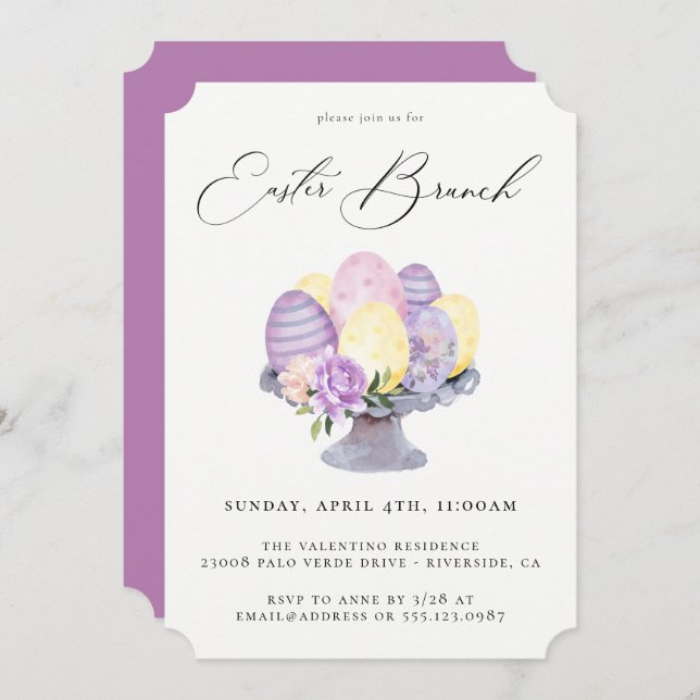 Watercolor Easter Brunch Invitation (Front/Back)
