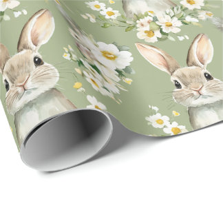Watercolor Easter Bunnies Wrapping Paper