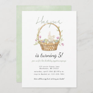 watercolor easter bunny birthday invitation