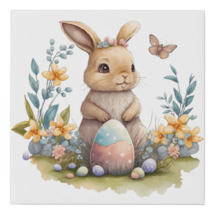 Watercolor Easter bunny canvas