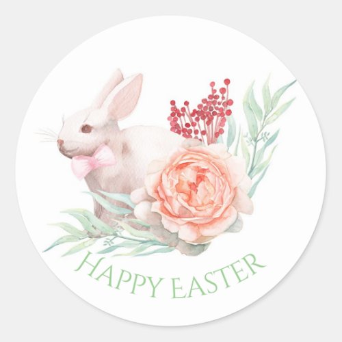 Watercolor Easter Bunny Classic Round Sticker