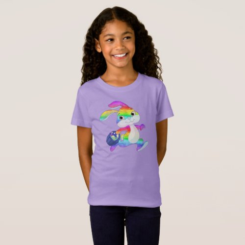 Watercolor Easter bunny design for kids T_Shirt