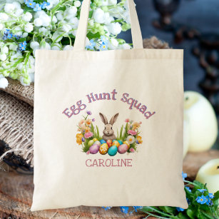 Watercolor Easter Bunny Egg Hunt Kids Tote Bag
