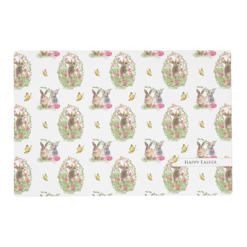 Watercolor Easter Bunny Floral Easter Egg Placemat