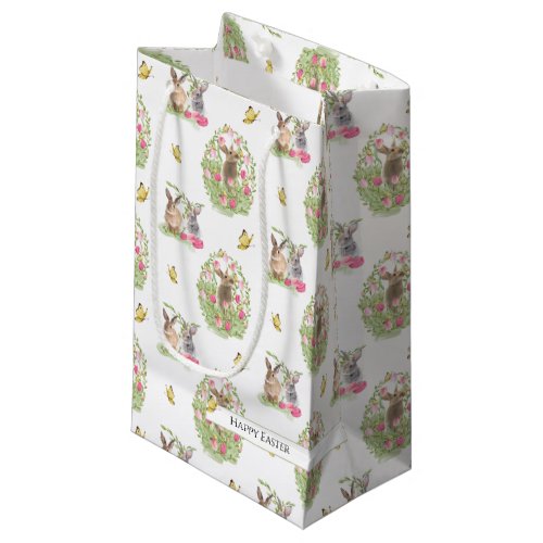 Watercolor Easter Bunny Floral Easter Egg Small Gift Bag