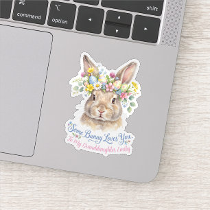 Watercolor Easter Bunny Flower Crown Personalized Sticker