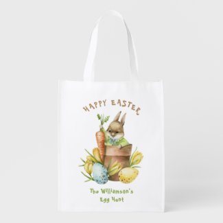 Watercolor Easter bunny Garden Pot Custom Egg Hunt