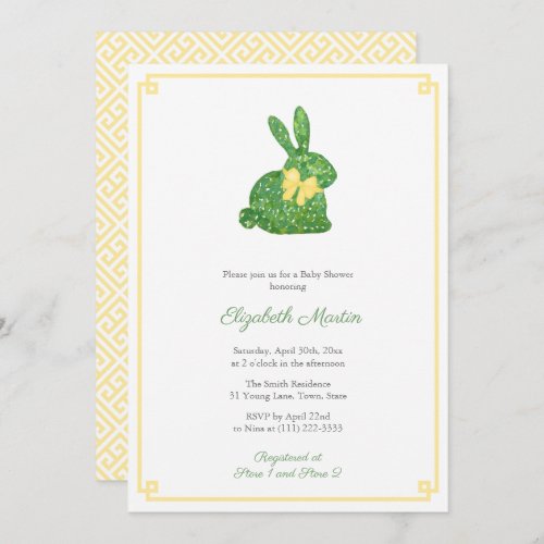 Watercolor Easter Bunny Gender Neutral Baby Shower Invitation