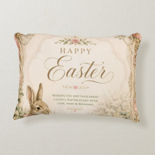 Watercolor Easter Bunny Greeting Card, Pastel Accent Pillow