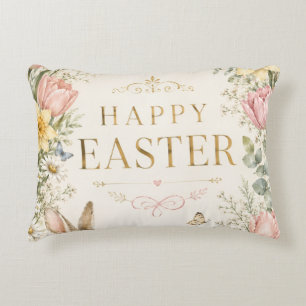 Watercolor Easter Bunny Greeting Card, Pastel Accent Pillow