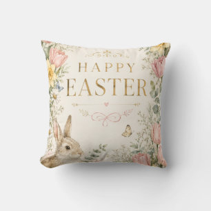 Watercolor Easter Bunny Greeting Card, Pastel Throw Pillow