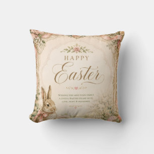 Watercolor Easter Bunny Greeting Card, Pastel Throw Pillow