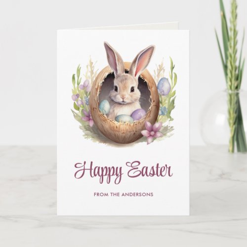 Watercolor Easter Bunny Holiday Card