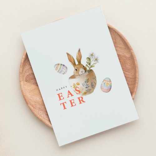 Watercolor Easter Bunny Holiday Card