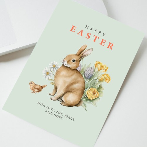 Watercolor Easter Bunny Holiday Card