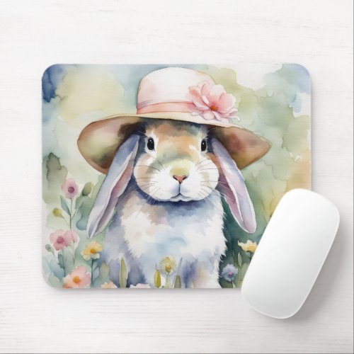 Watercolor Easter Bunny Mouse Pad