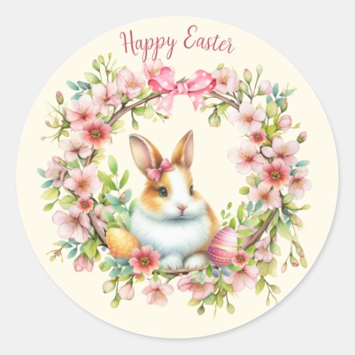 Watercolor Easter Bunny Personalized Classic Round Sticker