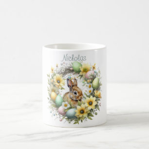 Watercolor Easter Bunny Personalized Coffee Mug