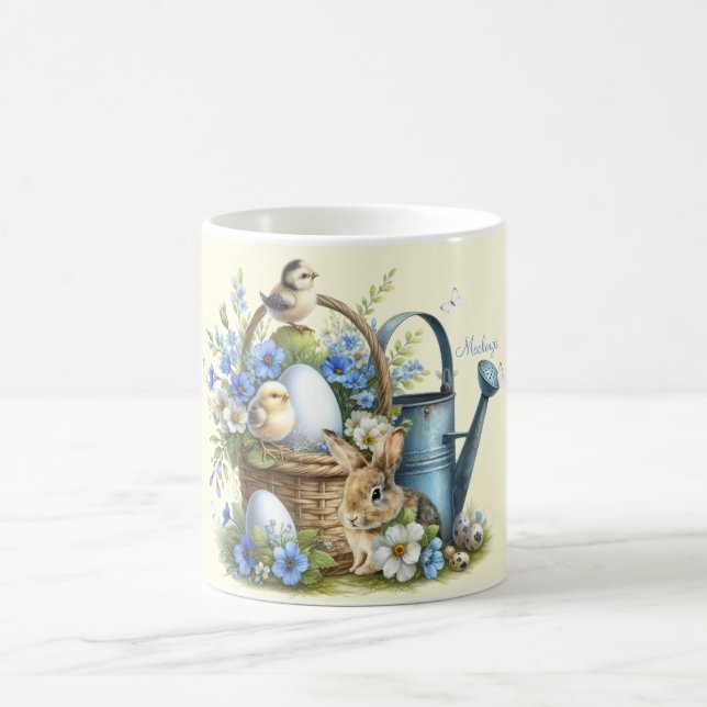Watercolor Easter Bunny Personalized Coffee Mug (Center)