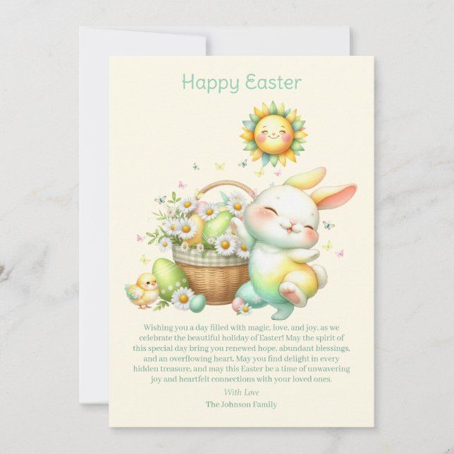 Watercolor Easter Bunny Personalized Holiday Card (Front)