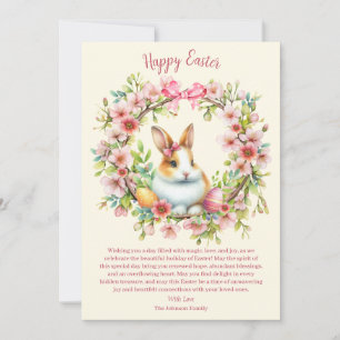 Watercolor Easter Bunny Personalized Holiday Card