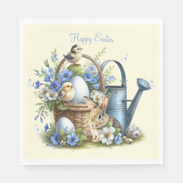 Watercolor Easter Bunny Personalized Napkins (Front)