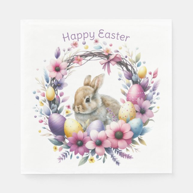 Watercolor Easter Bunny Personalized Napkins (Front)