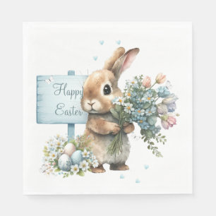 Watercolor Easter Bunny Personalized Napkins