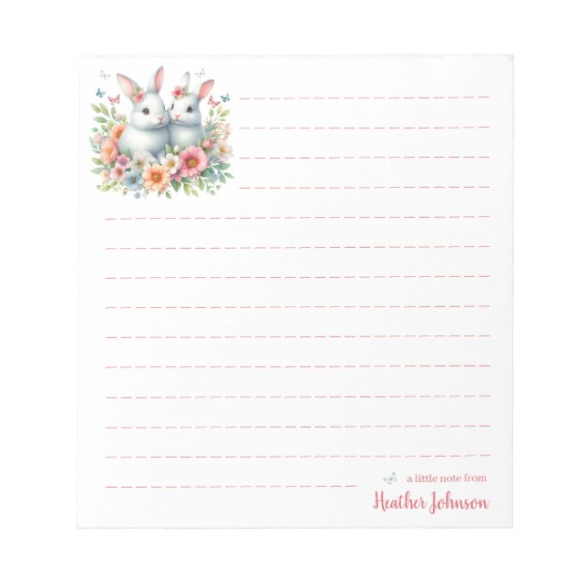 Watercolor Easter Bunny Personalized Notepad (Front)