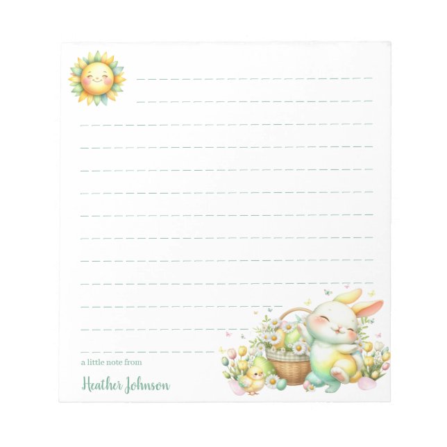 Watercolor Easter Bunny Personalized Notepad (Front)