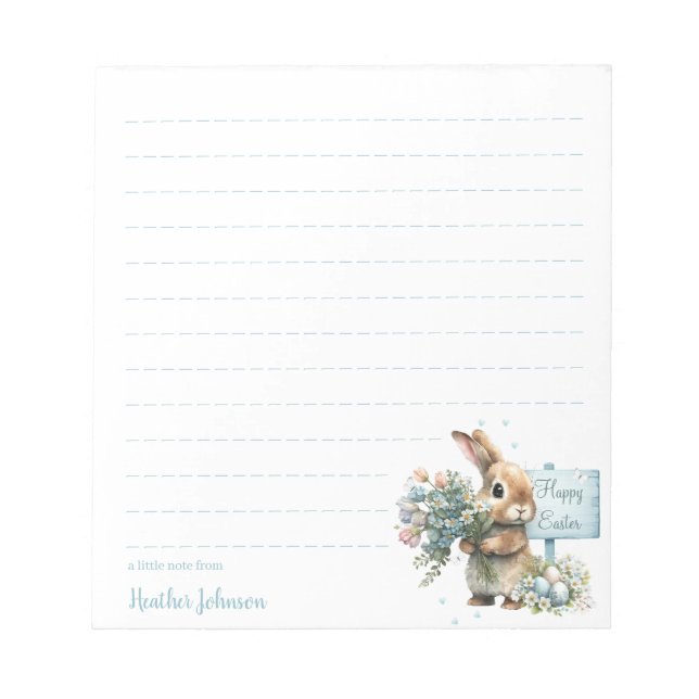 Watercolor Easter Bunny Personalized Notepad (Front)