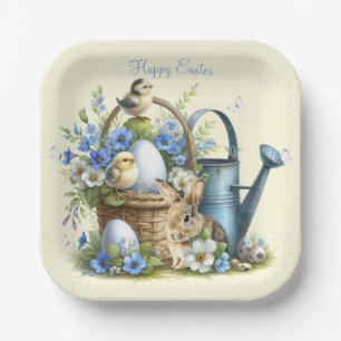Watercolor Easter Bunny Personalized Paper Plates