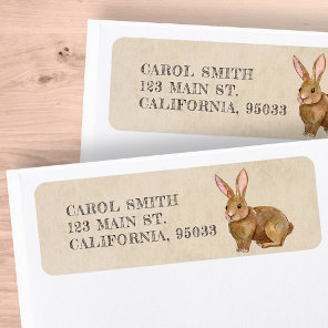 Watercolor Easter Bunny Rabbit. Label