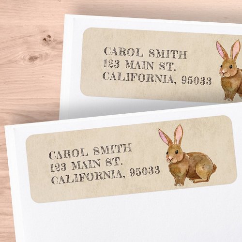 Watercolor Easter Bunny Rabbit Label